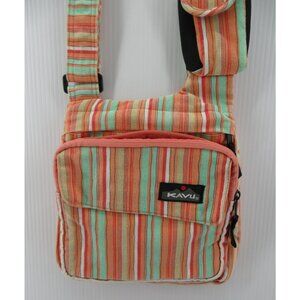 KAVU Bag Messenger Purse Crossbody Sling Canvas Striped Colorful